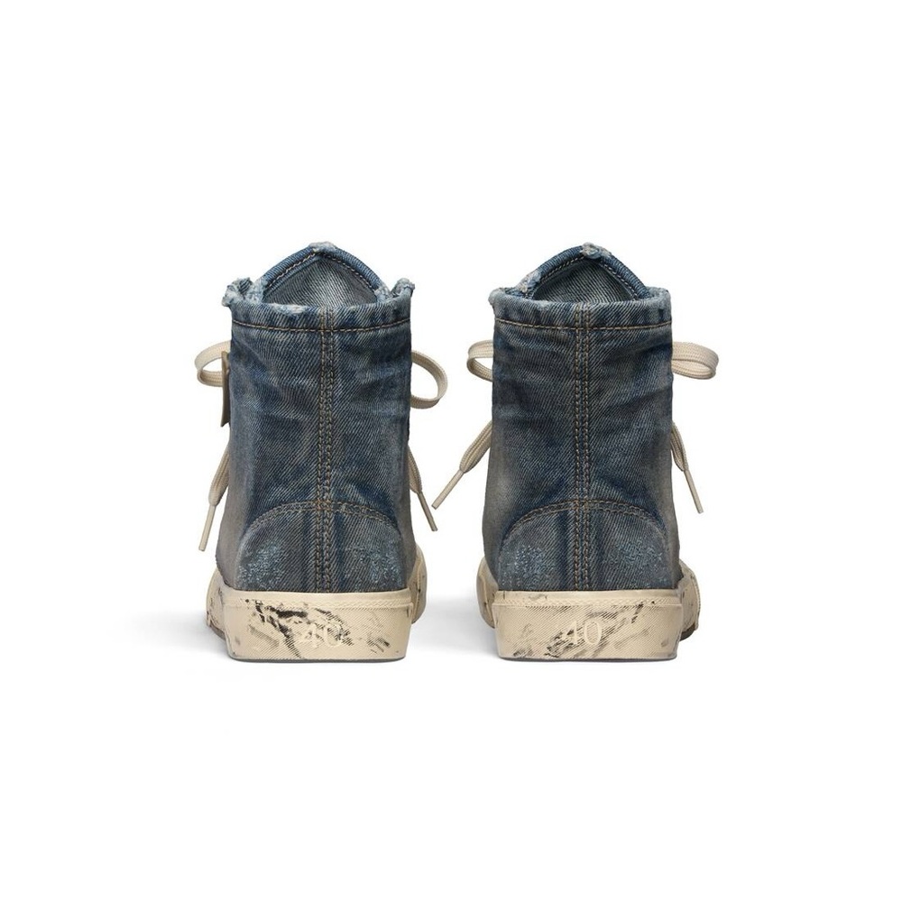 Balenciaga Paris Distressed Denim Hi-Top Sneakers - Picture 6 of 9